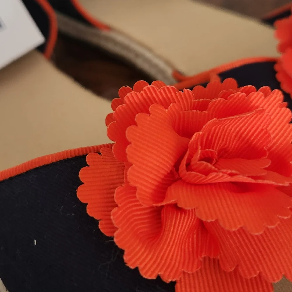Janie abd Jack Blue and Orange Espadrilles with Vibrant Floral Design - Picture 5 of 5